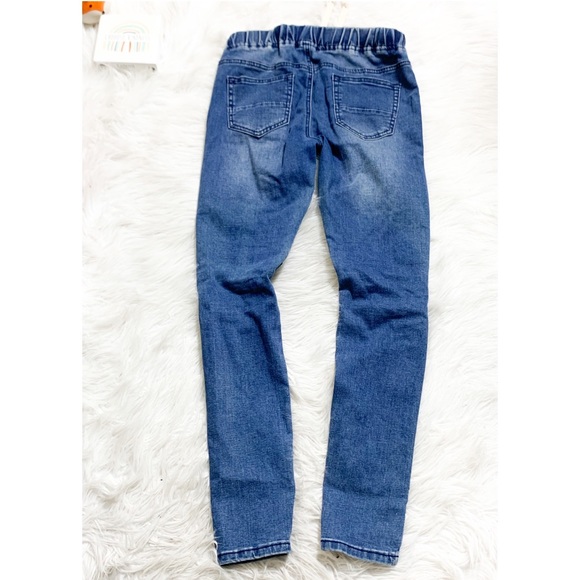 (S) AMERICAN BAZI Moto Style Distressed Denim Joggers with Zipper Knee Detailing - Picture 5 of 11